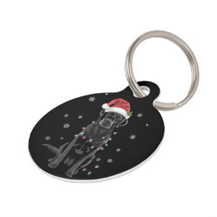 Black Lab Labrador Christmas Tree Light Pajama Dog Pet Tag