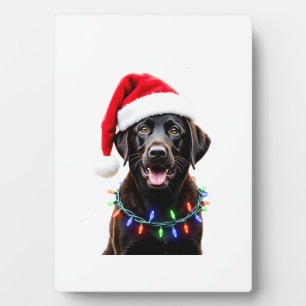 Black Lab Labrador Christmas Tree Light Pajama Dog Plaque