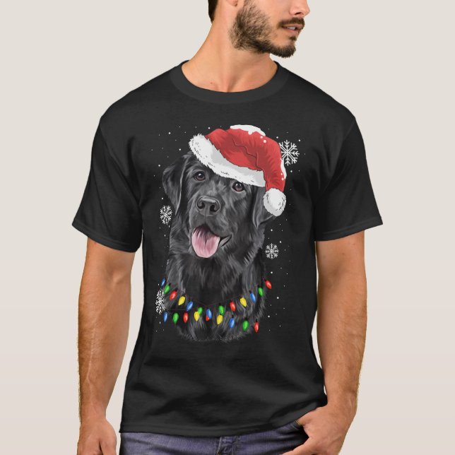Black Lab Labrador Christmas Tree Light Pajama Dog T-Shirt (Front)
