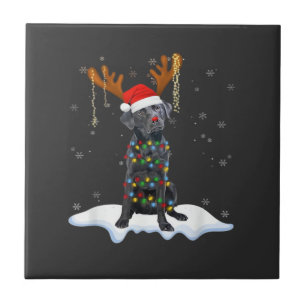Black Lab Labrador Christmas Tree Light Pajama Dog Tile