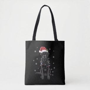 Black Lab Labrador Christmas Tree Light Pajama Dog Tote Bag