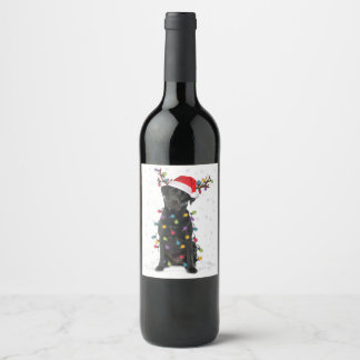 Black Lab Labrador Christmas Tree Light Pajama Dog Wine Label