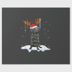 Black Lab Labrador Christmas Tree Light Pajama Dog Wrapping Paper