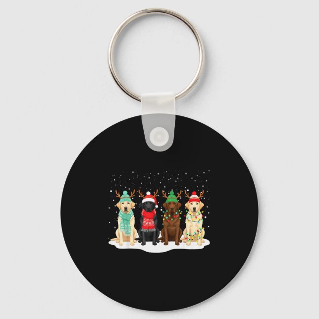 Black Lab Labrador Dog Christmas Crew Matching Fam Key Ring (Front)
