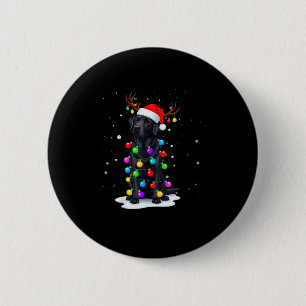Black Lab Labrador Dog Funny Christmas Lights Rein 6 Cm Round Badge