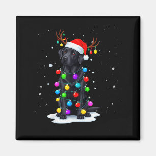 Black Lab Labrador Dog Funny Christmas Lights Rein Magnet