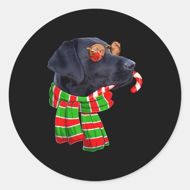 Black Lab Labrador Dog Owners Christmas Xmas Holid Classic Round Sticker (Front)