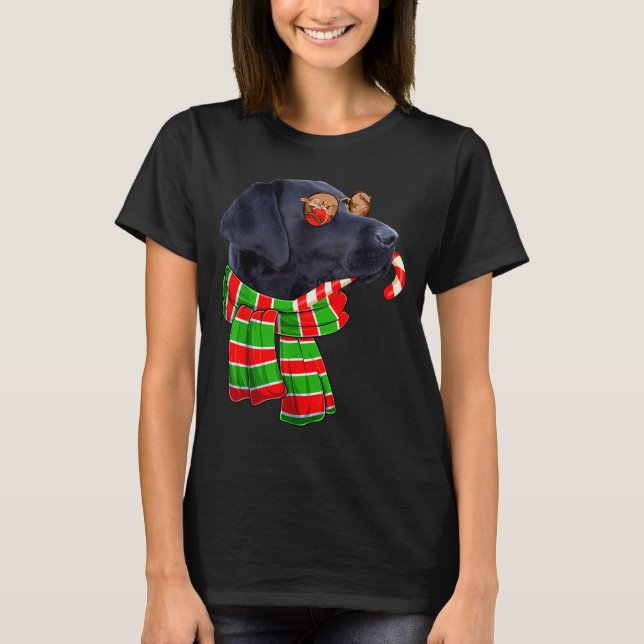 Black Lab Labrador Dog Owners Christmas Xmas Holid T-Shirt (Front)