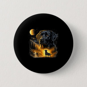 Black lab labrador howling to the moon vintage dog 6 cm round badge