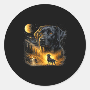 Black lab labrador howling to the moon vintage dog classic round sticker