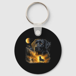 Black Lab Labrador Howling to The Moon Vintage Dog Key Ring