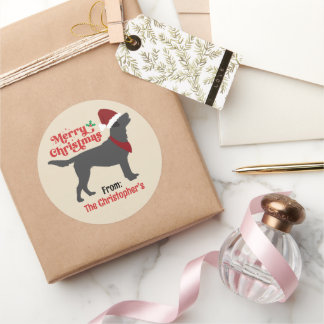 Black Lab Labrador Merry Christmas Classic Round Sticker
