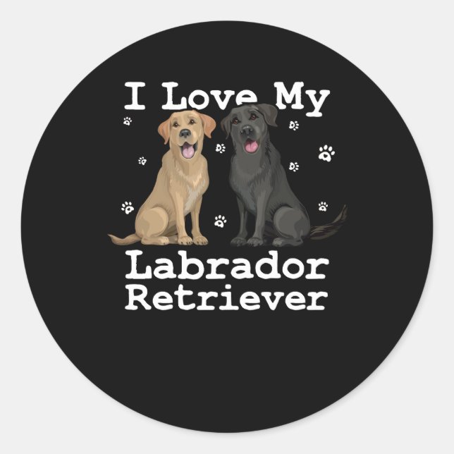 Black Lab Labrador Retriever Dog Shirt I Love My P Classic Round Sticker (Front)