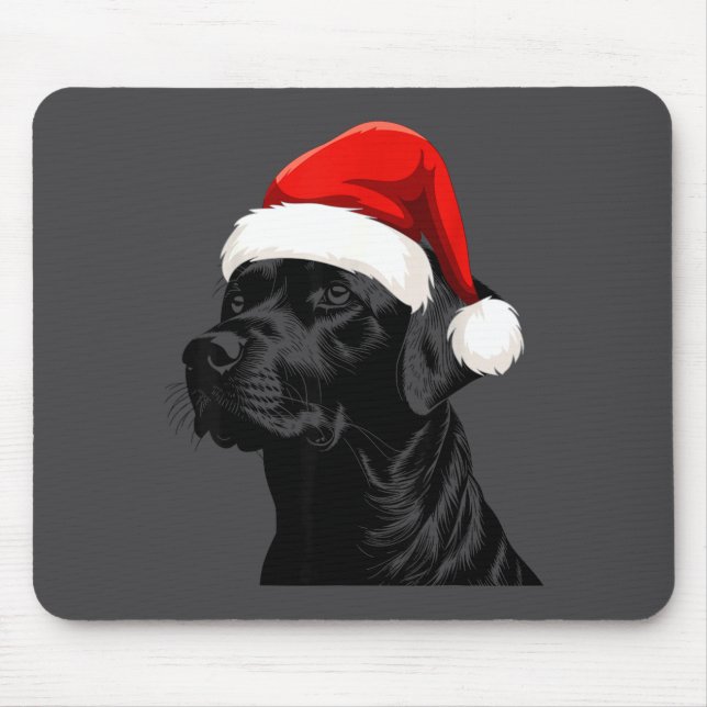 Black Lab Labrador Santa Hat Christmas Holiday Pet Mouse Mat (Front)