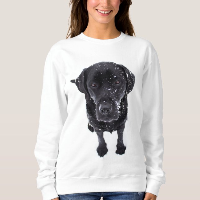 Black Lab - Labrador Snow Puppy Sweatshirt (Front)