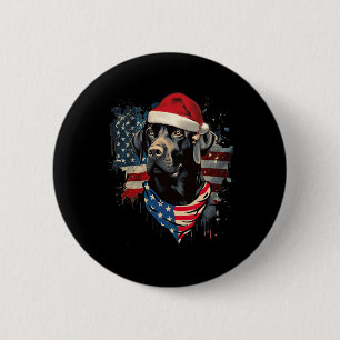 Black Lab Labrador Vintage Santa Christmas Pajama 6 Cm Round Badge