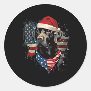Black Lab Labrador Vintage Santa Christmas Pajama Classic Round Sticker