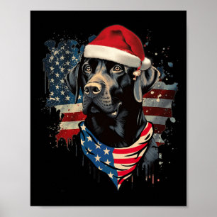 Black Lab Labrador Vintage Santa Christmas Pajama Poster