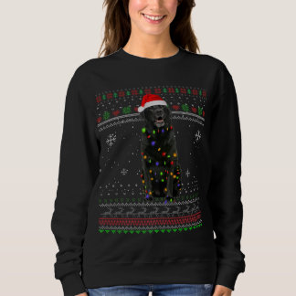 Black Lab Lights Funny Christmas Pajama Gift Xmas Sweatshirt