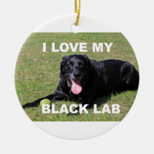 black lab love w pic ceramic tree decoration