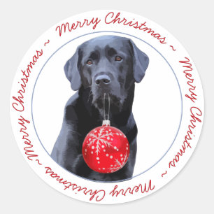 Black Lab Merry Christmas Cute Dog Puppy Labrador Classic Round Sticker