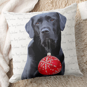 Black labrador christmas pillow hotsell