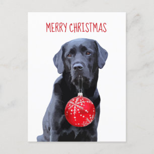 Black Lab Merry Christmas - Cute Labrador Dog Holiday Postcard