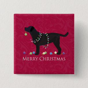 Black Lab Merry Christmas Design 15 Cm Square Badge