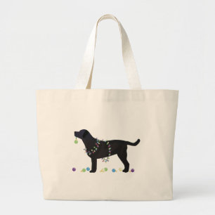 Black Lab Merry Christmas Design Large Tote Bag