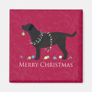 Black Lab Merry Christmas Design Magnet