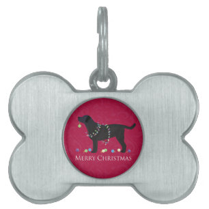 Black Lab Merry Christmas Design Pet Name Tag