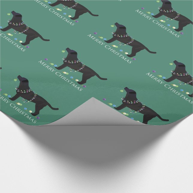 Black Lab Merry Christmas Design Wrapping Paper (Corner)