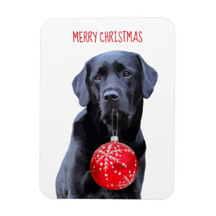 Black Lab Merry Christmas - Labrador Cute Dog Magnet