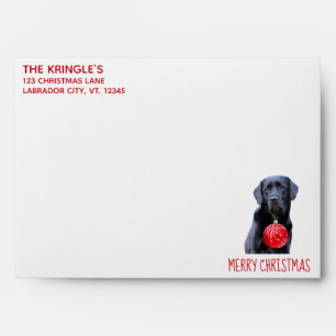 Black Lab Merry Christmas- Labrador Puppy Cute Dog Envelope