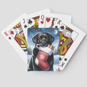 Black Lab Merry Christmas- Puppy Cute Dog Labrador Playing Cards