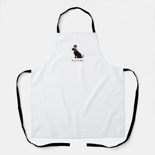 Black Lab Merry Christmas Silhouette Fun Modern Apron (Front)