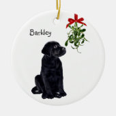 Black Lab Mistletoe Pet Dog Christmas Ceramic Tree Decoration (Front)