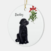 Black Lab Mistletoe Pet Dog Christmas Ceramic Tree Decoration (Left)