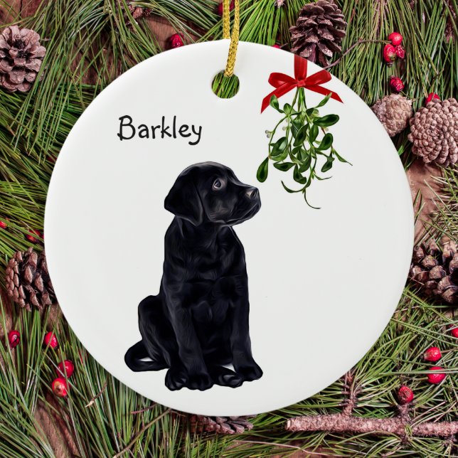 Black Lab Mistletoe Pet Dog Christmas Ceramic Tree Decoration
