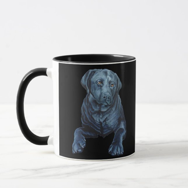 Black Lab Mug Coffee Cup Blue Dog Art Cup (Left)
