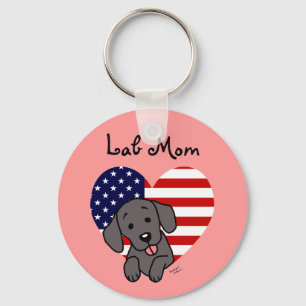 Black Lab Mum & American Flag Key Ring