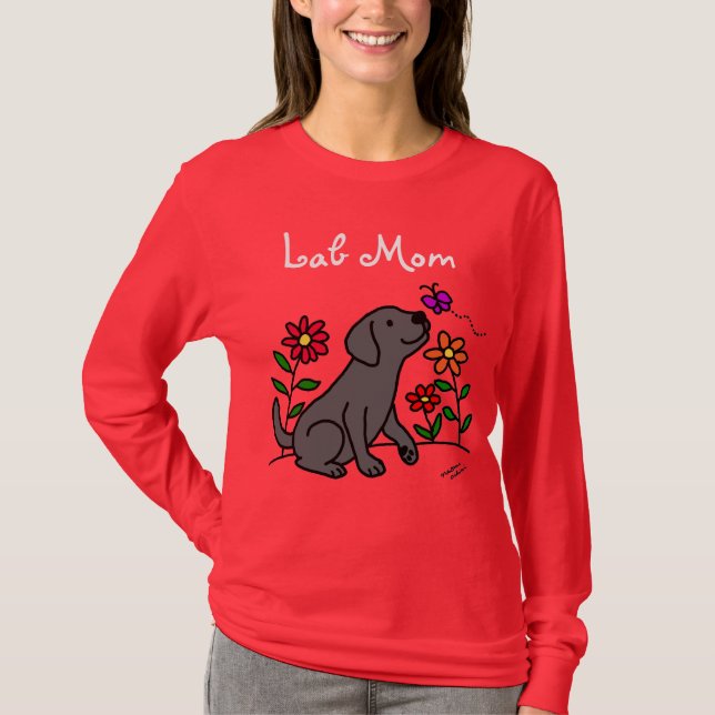 Black Lab Mum & Green T-Shirt (Front)