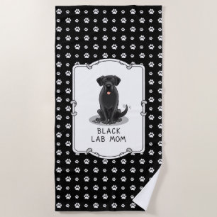 Black Lab Mum (Labrador Retriever Mum) Cute Dog Beach Towel