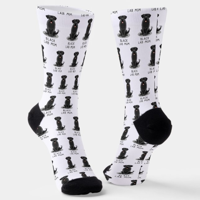 Black Lab Mum (Labrador Retriever Mum) Cute Dog Socks (Angled)