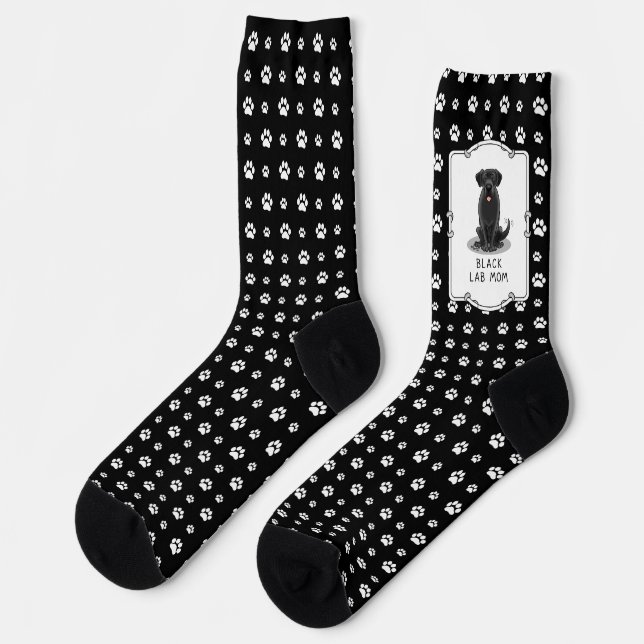 Black Lab Mum (Labrador Retriever Mum) Cute Dog Socks (Left)