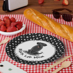 Black Lab Mum (Labrador Retriever Mum) Dog Mum Paper Plate
