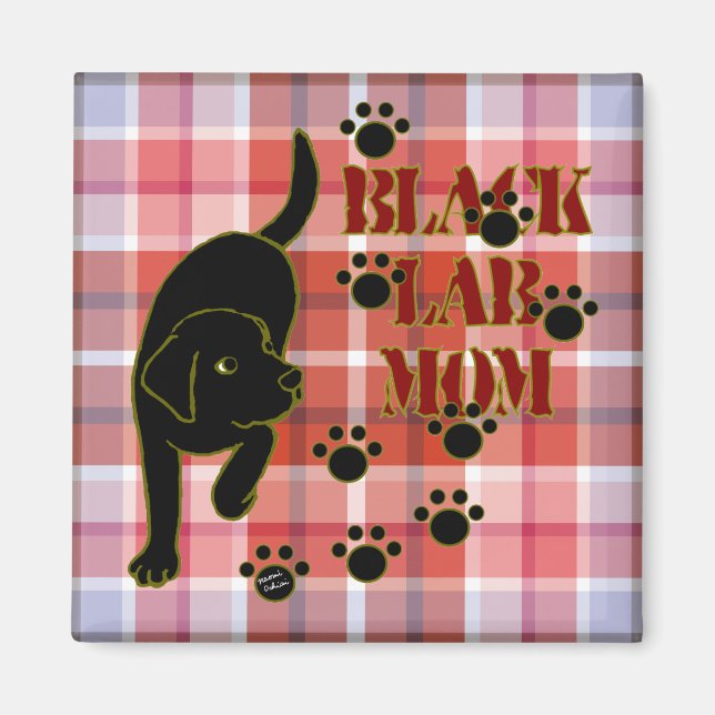 Black Lab Mum Plaid 2 Magnet (Front)