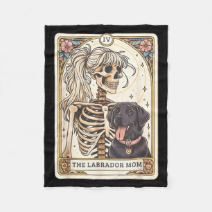 Black Lab Mum Tarot Card Black Labrador Skeleton Fleece Blanket