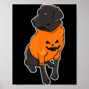Black Lab Mutt Puppy Dog Halloween Pumpkin Poster