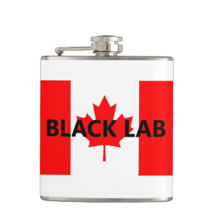 black lab name Canadian-Flag Hip Flask